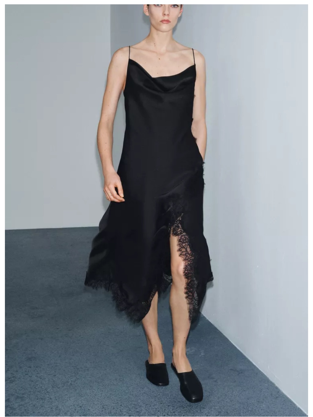 Zara Zw Collection Satin Lace Dress